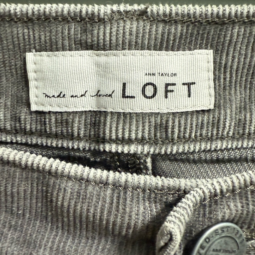 LOFT Ann Taylor Modern Skinny Ankle Corduroy Pants Gray Size 8 29 - Picture 2 of 9